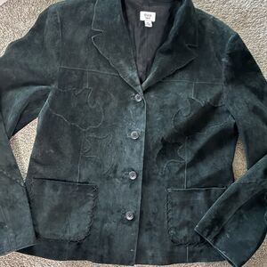 Think Tank 100% Suede Black Artisan Blazer Jacket Raw Edge Western Women’s L